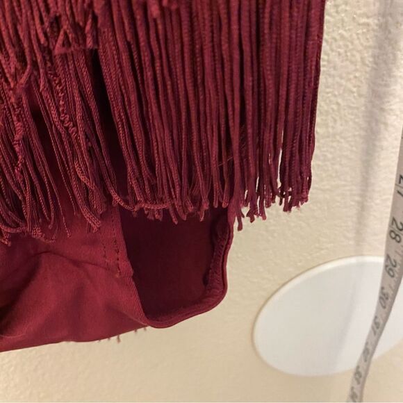 WEISSMAN Elite Dance Costume burgundy red sequin fringe Belong D13198 SA - Picture 7 of 14